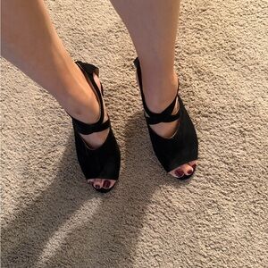 Adrienne Vittadini Black Peep-Toe Heels